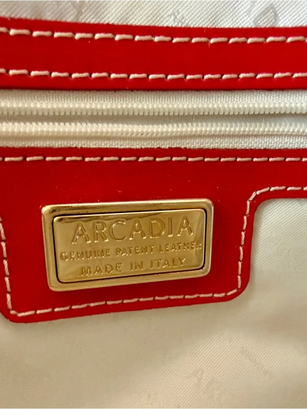 Arcadia Red Patent Leather Satchel Top Handle Crossbody Bag Italy